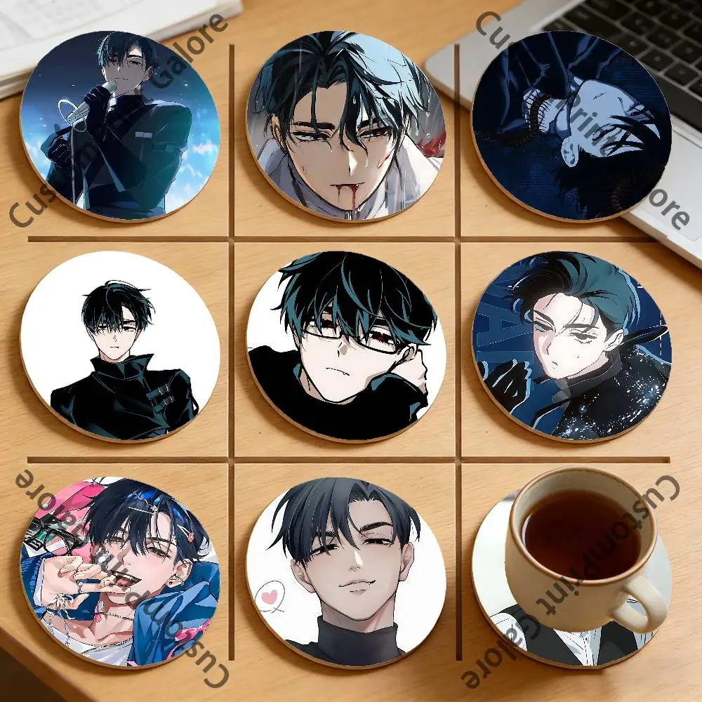 

A-ALIEN S-STAGE Ivan Round Pine Coasters Durable Reusable Beautiful Home Decor Non-Slip Water-Resistant