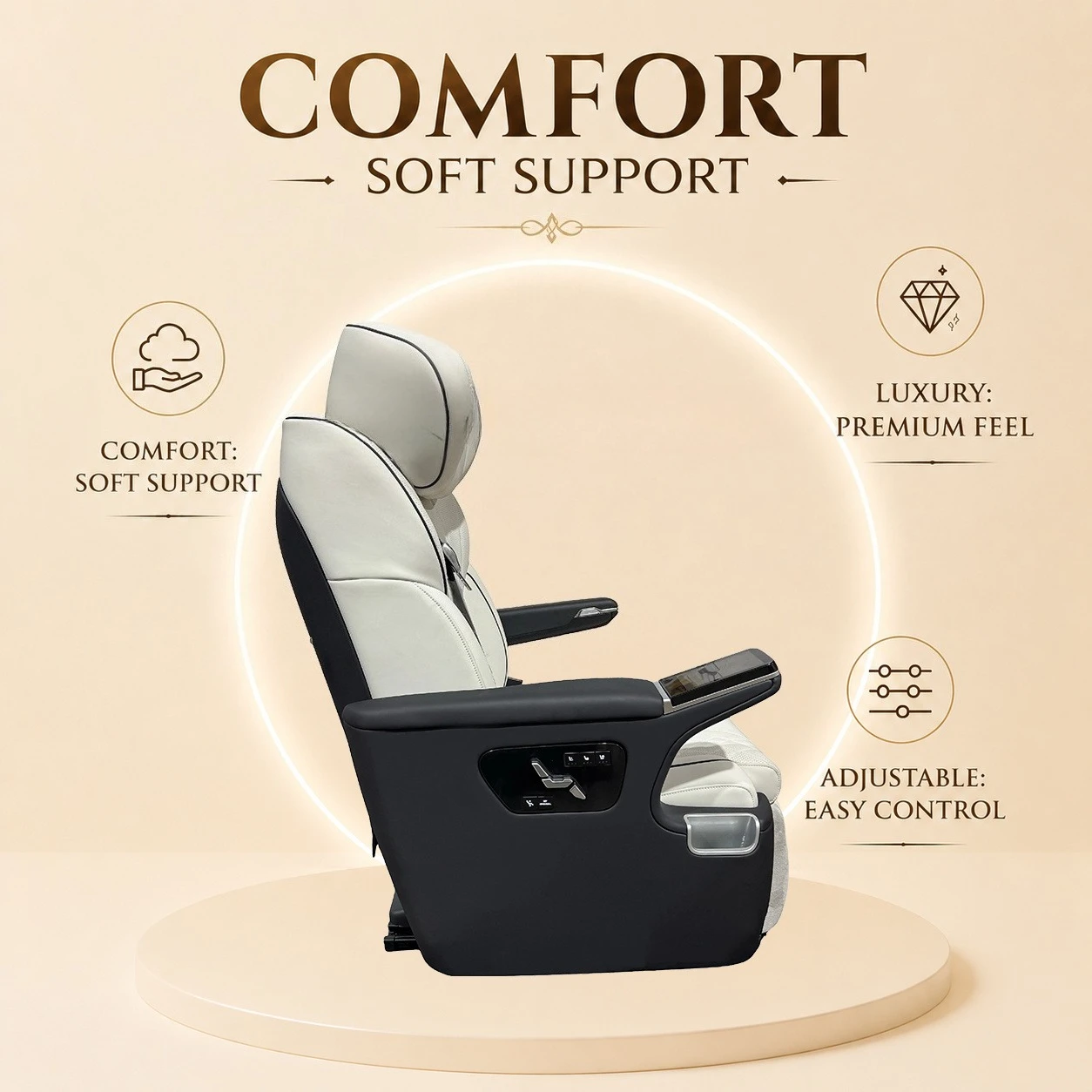 New Design Luxury Power VIP MPV Seat with Adjustable Armrest Full Touch Screen Heated Massage for  Sienna  GL8 M8