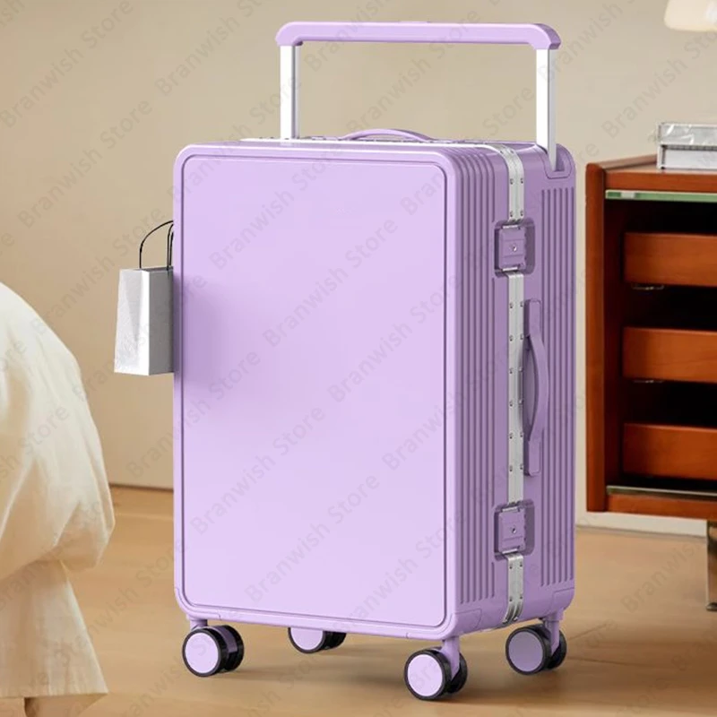 Wide Trolley Suitcase With Hook And Password Lock Travel Luggage With Spinner Wheels For Easy Rolling Basic Suitcase For Trip  