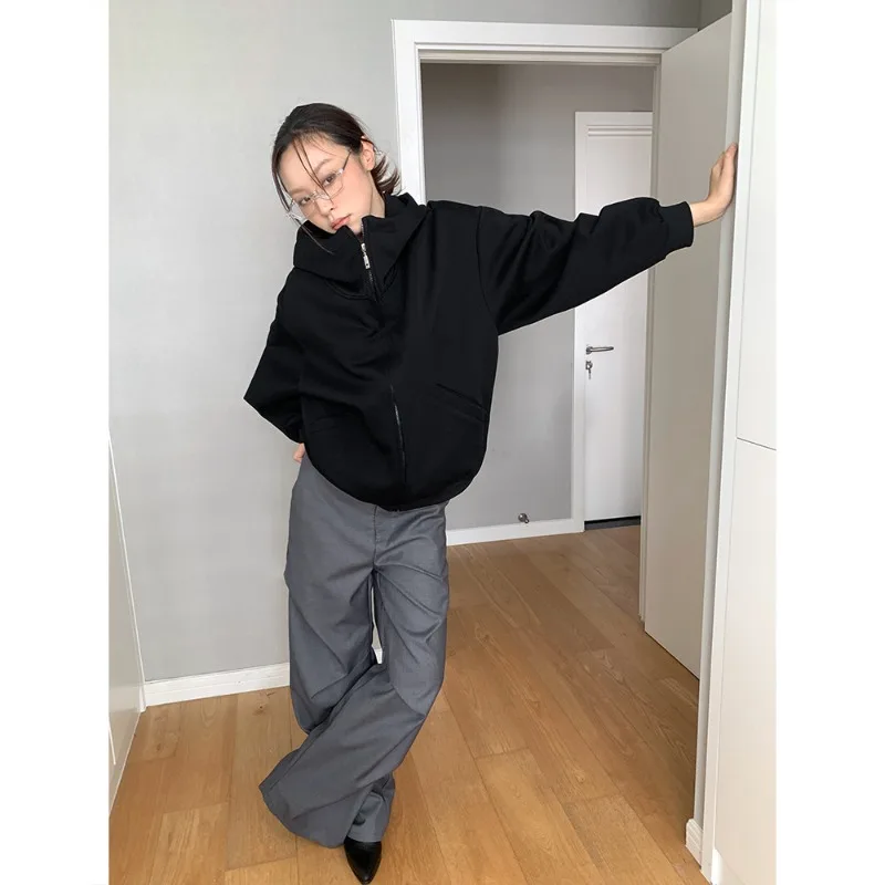 Contour Hooded Sweater Coat Women's Loose Casual Padded Lazy Wind Zipper Top