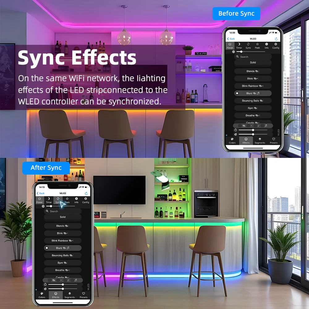 Dual PSU ESP32 WLED Digital LED Controller PD 5V/12V/20V & DC 5-24V with 4 Outputs for WS2811/12B  APA102 Pixel LEDs by DOMRAEM