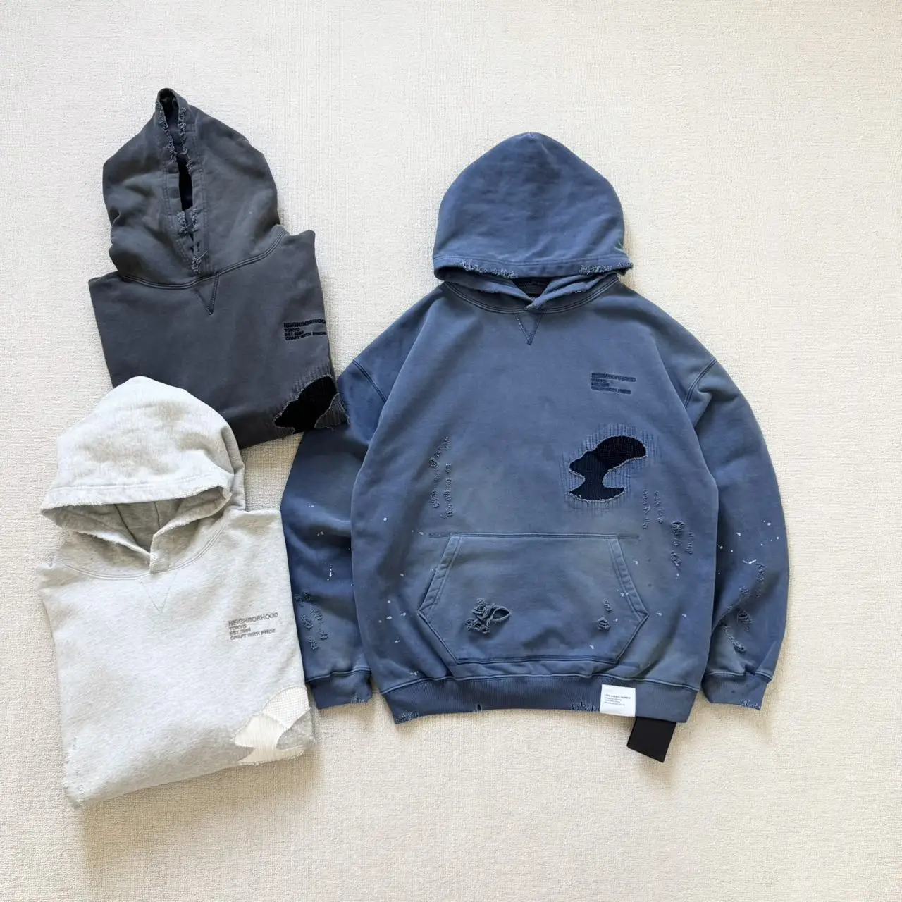 NBHD heavy wash old ruin hooded sweater