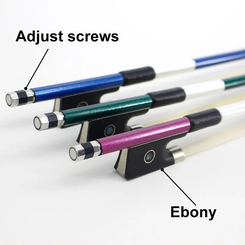 

Color professional carbon fiber violin bow, black carbon fiber, real ponytail playing bow