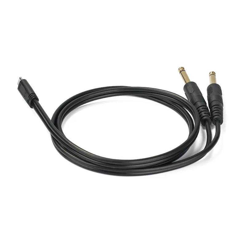 USB C к двойному 6,35 мм 1/4 дюймовому стереоразветвителю Y-образный кабель Тип C к двойному 6,5 мм 1/4 "TS аудиошнур для смартфона планшета ноутбука Link