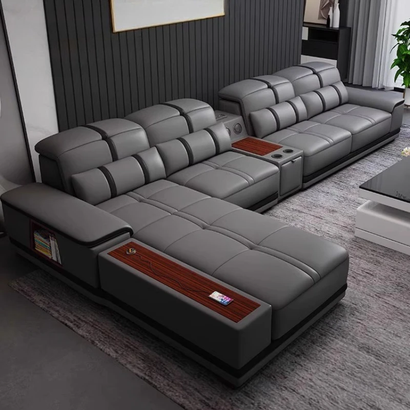 Living Room Modern Sofas Nordic Recliner Leather Relax Armchairs Sofas Design Straight Bases Y Marcos De Cama Home Furniture