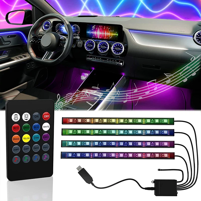 RGBIC Car Interior Lights Dreamcolor LED Floor Atmosphere Decorative Foot Light With Music App Control Neon Auto Ambient Lamps