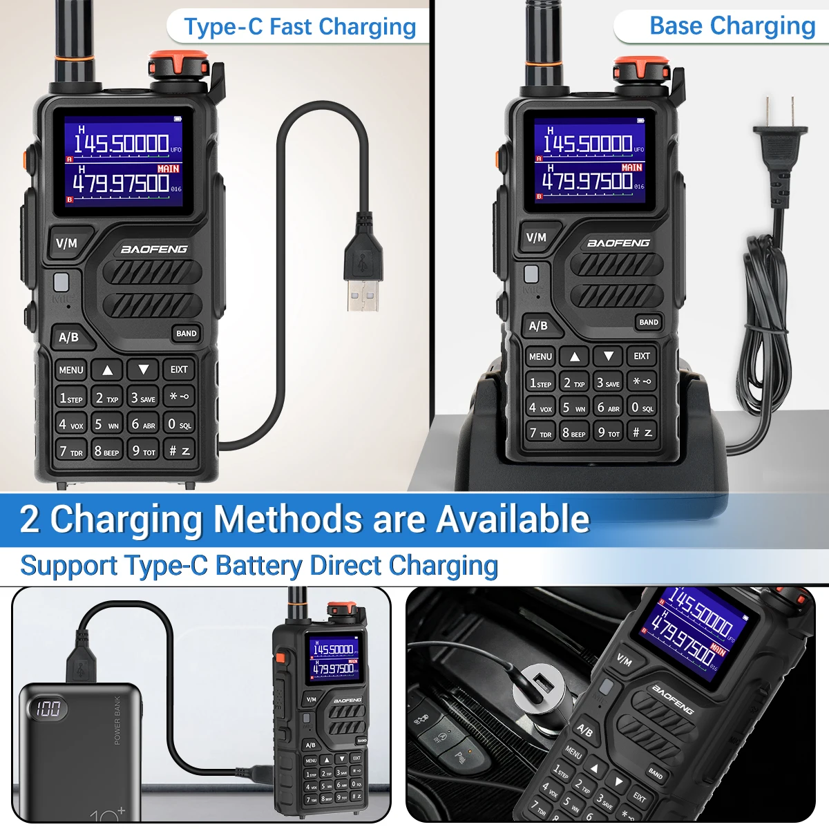 Baofeng UV-K5 Pro Air Band Walkie Talkie 12W Wireless Copy Frequency Type-C Charger AM FM Long Range Portable Ham Two Way Radio