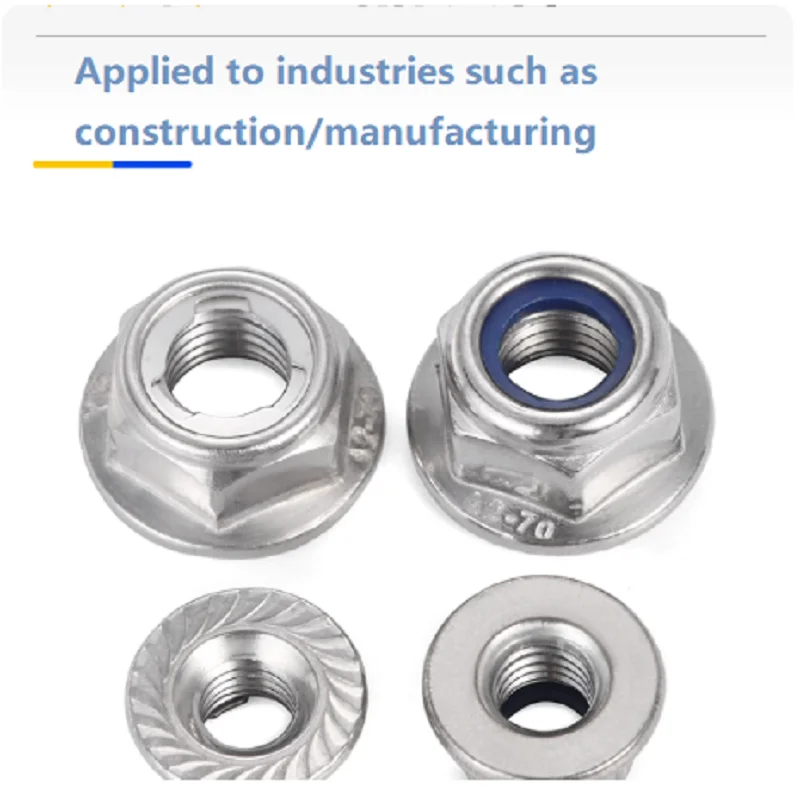 304 Stainless Steel Hex Flange Nylock Nut DIN6926 Nylon Insert Self Locking Nut Anti Vibration Anti Slip Locknut M3 M4 M5 M6 M8