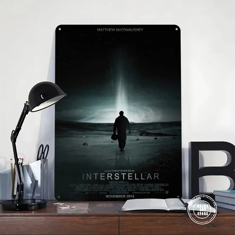 Interstellar Movie 3D Printed Texture Poster Personalized Wall Art Retro Metal Tin Signs for Garage Accessories Room Decor Home