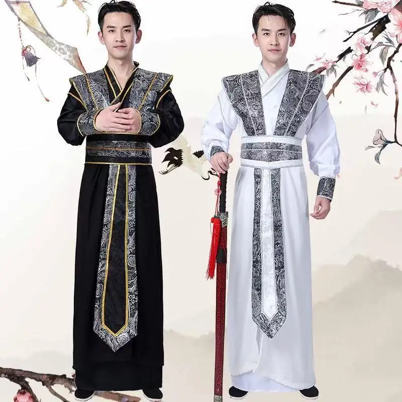 Ancient Royal Men's Hanfu Dress Traditional Chinese Costume Vintage Swordsman Hero Cosplay Dance Clothing Carnival Suit Students