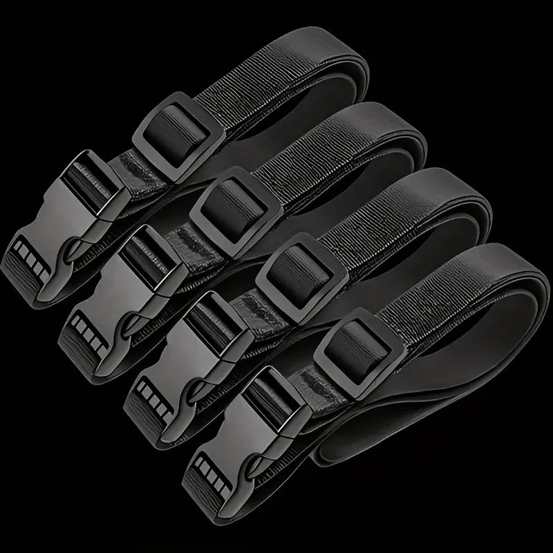 4Pcs Nylon Straps Adjustable Non-Elastic Tie Down Belts With Safety Buckle Multipurpose Cargo & Travel Securing Straps Storage F