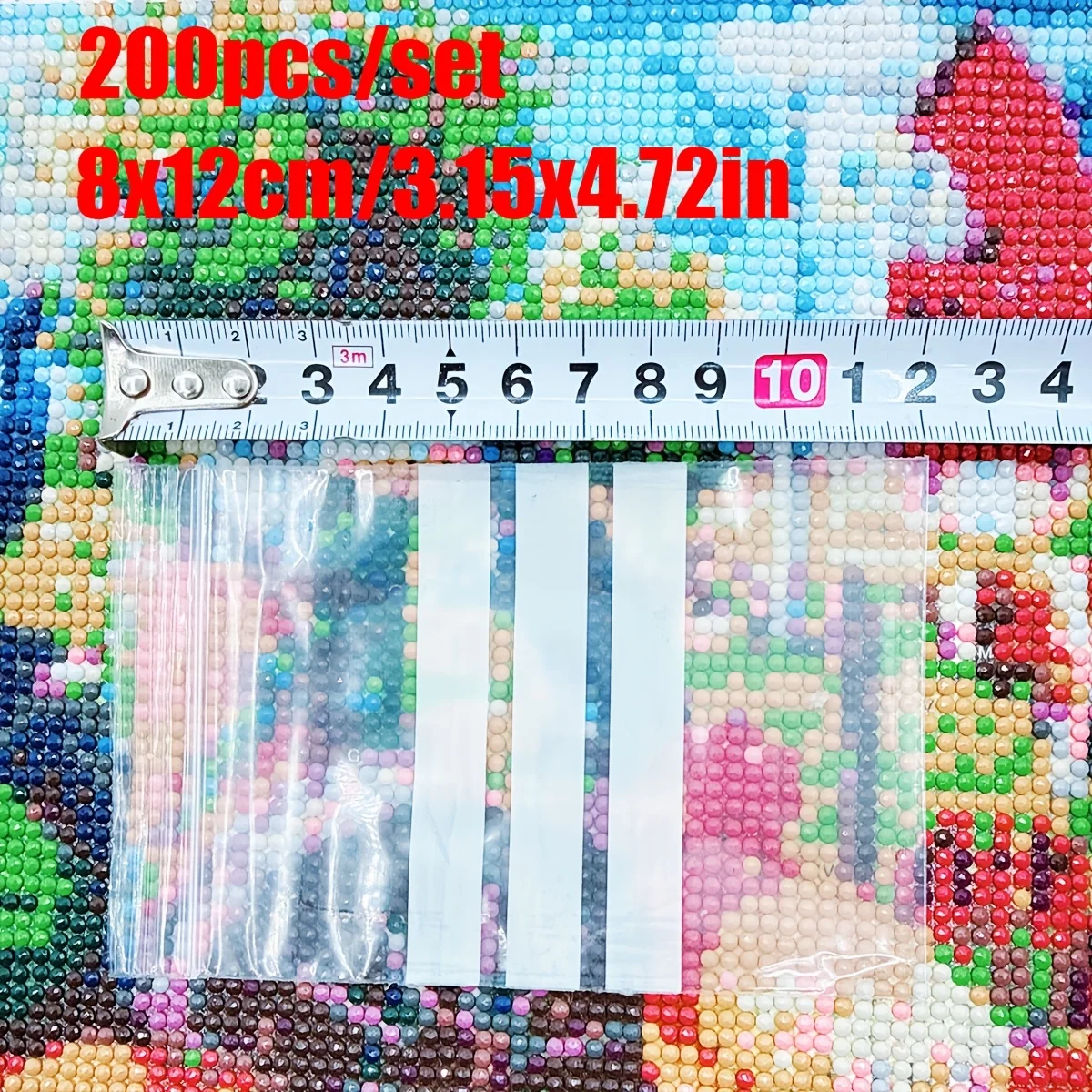 200pcs/lot Diamond Painting Glued Stone Sealing Bag Clear Plastic Writable Jewelry Making Bead Gem Storage Reclosable Self