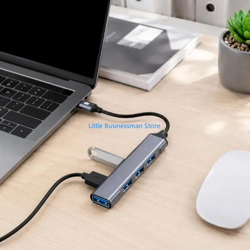 Dark Gray 4-Way USB Expander with Aluminum and ABS Housing USB Adapter M76A