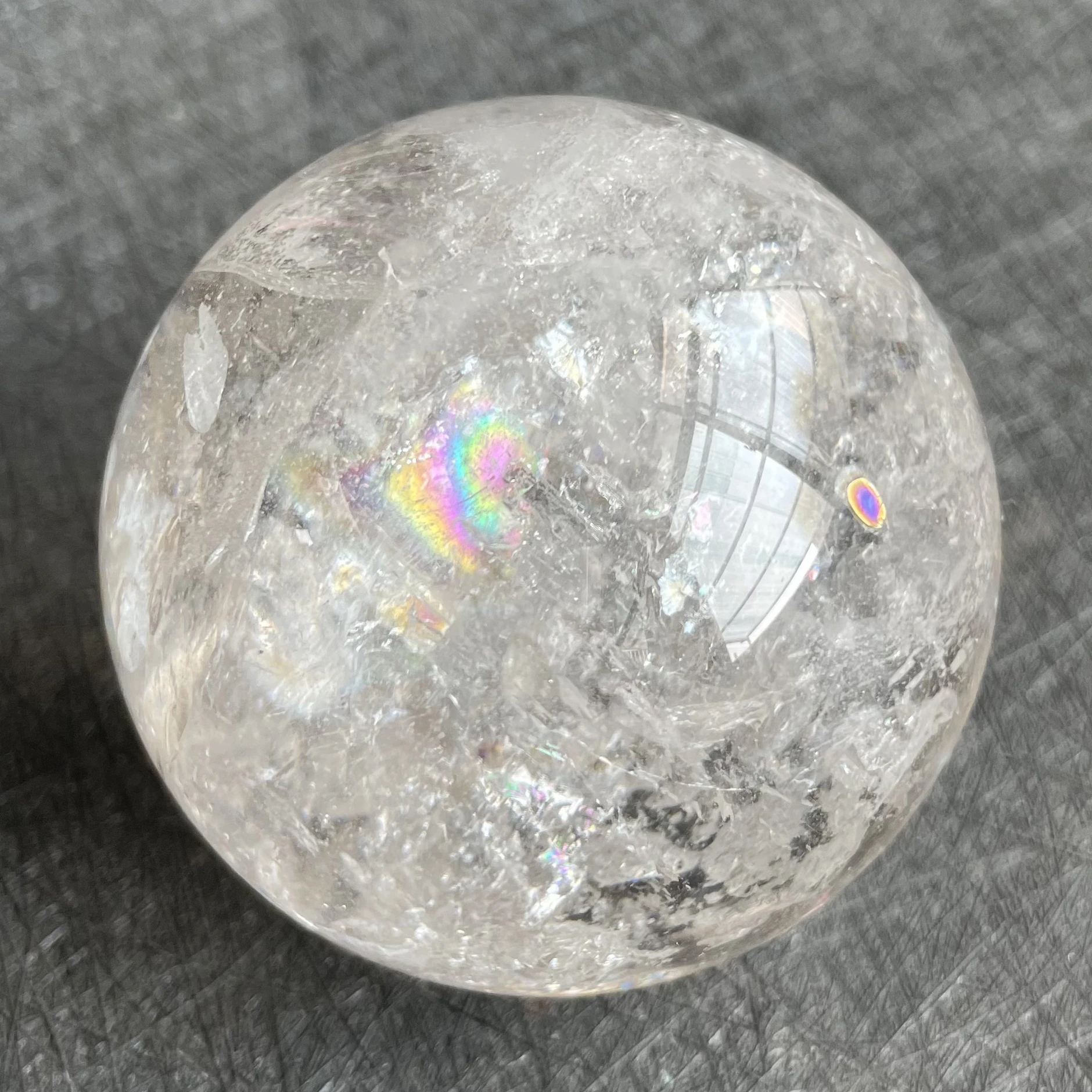 228g Natural Stone Clear Quartz Sphere Rainbow White Crystal Ball Rock Decoration Rough Polished Healing W6