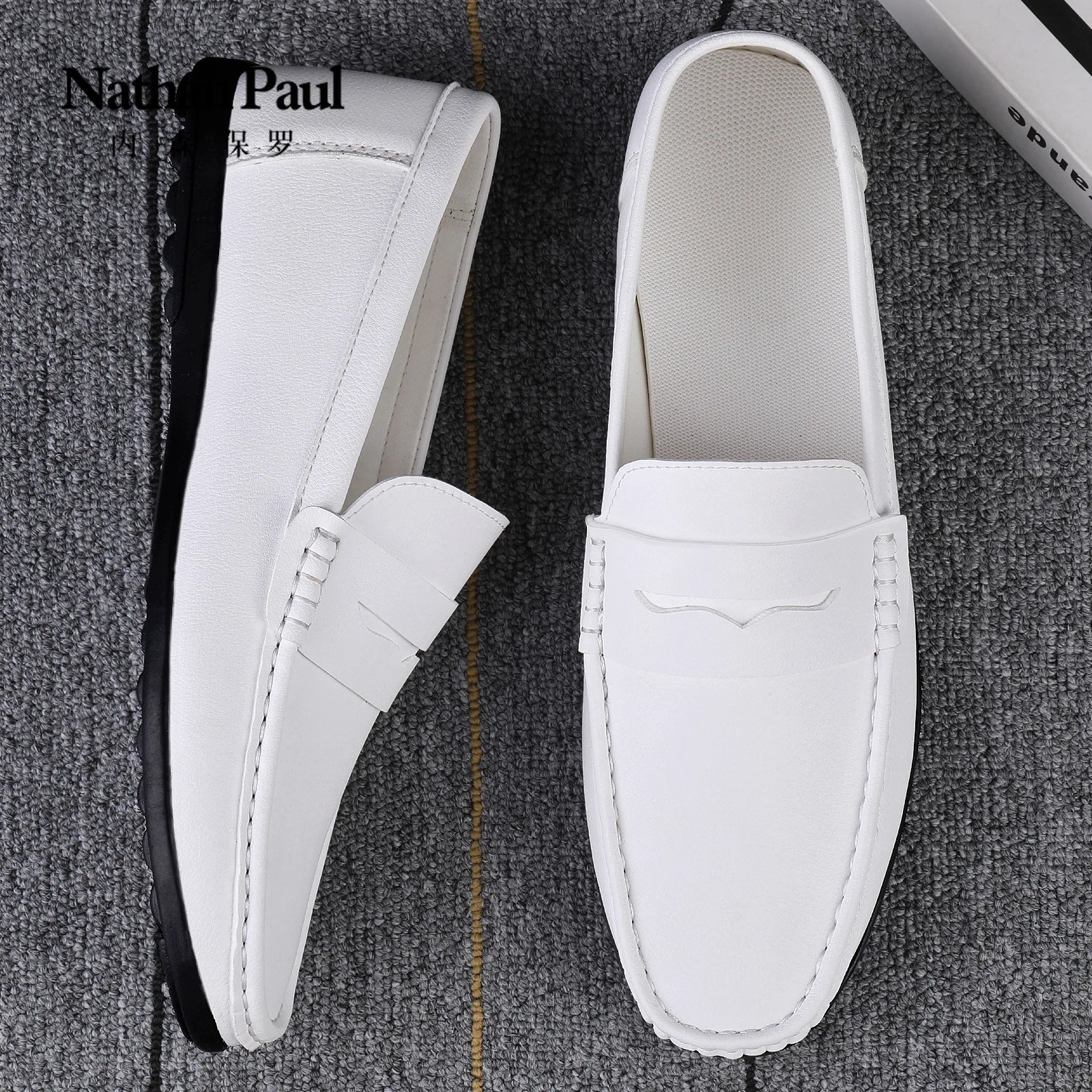 Leather men\'s shoes 2024 summer new driving flat casual style men\'s shoes trendy fashion outdoor lazy loafers men\'s shoes