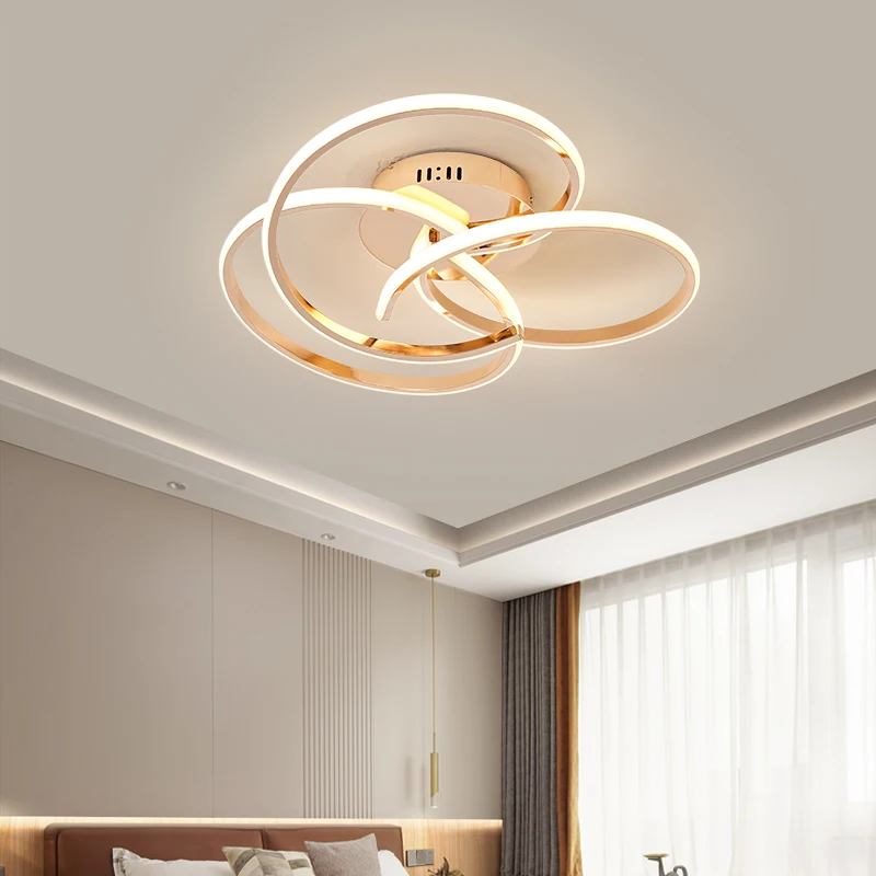 Modern Ouro e Cromado Luzes de Teto LED, Lâmpada de Iluminação, Design Criativo, Sala de Estar, Sala de Jantar, Quarto, Estudo, Novo