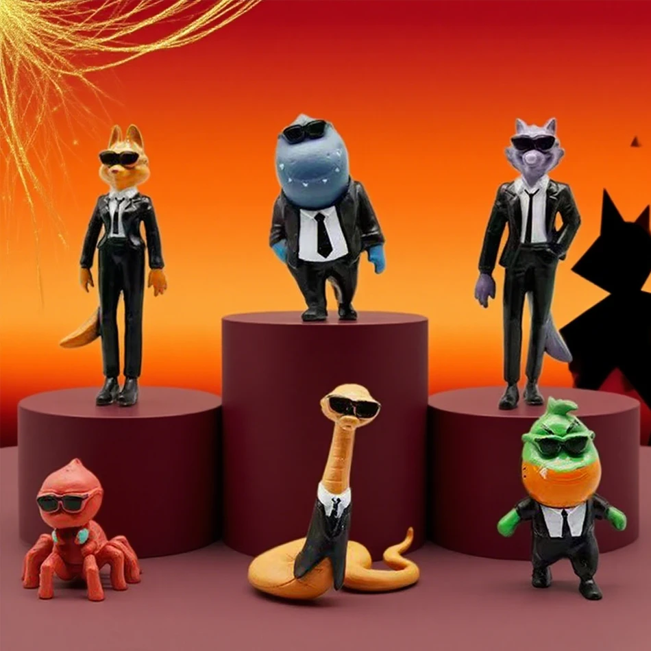 6pcs The Bad Guys Alliance Handmade Big Bad Wolf Greedy Snake Hot Selling Cartoon Anime Peripheral Doll