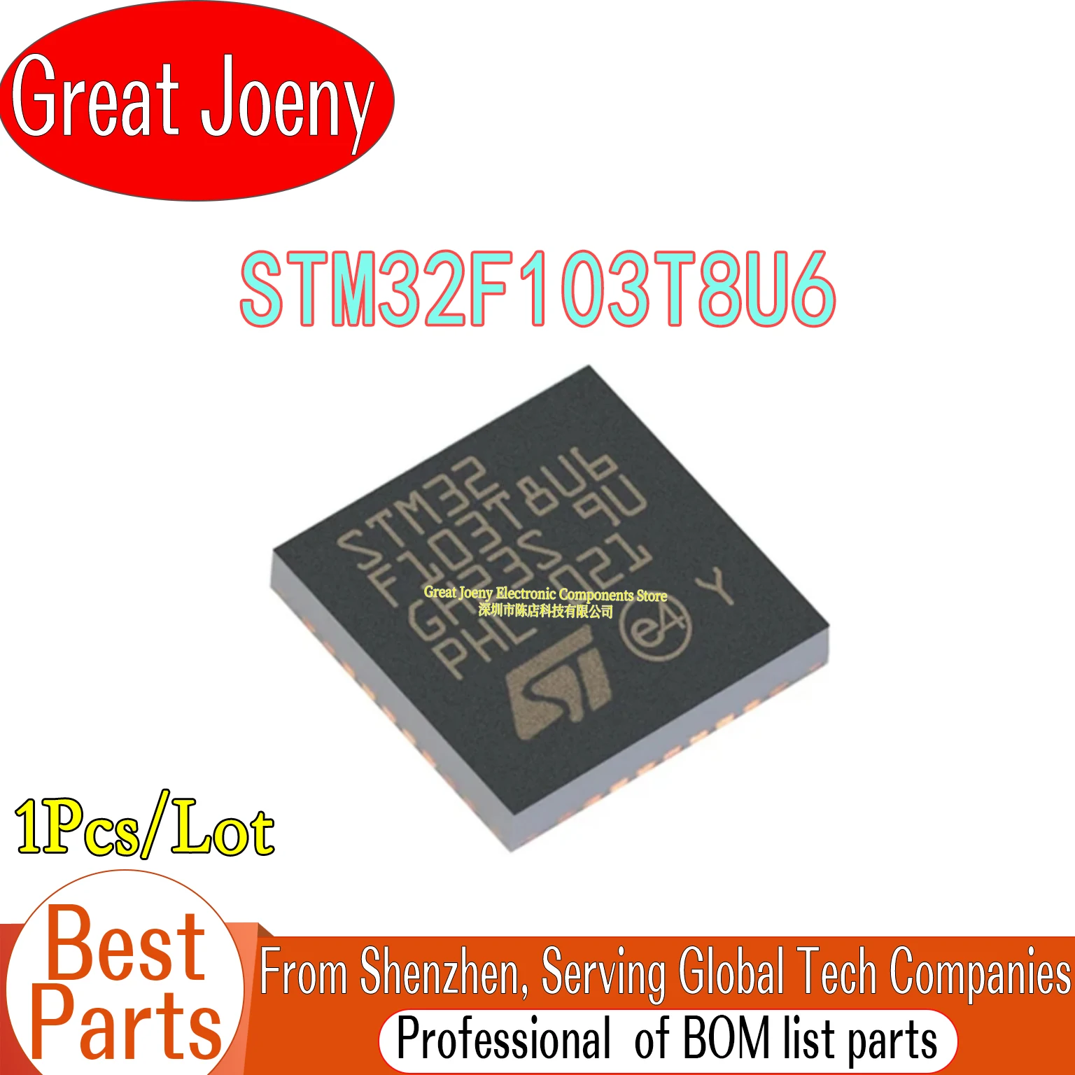 100% New Original STM32F103 STM32F103T8U6 IC MCU Chipset VFQFPN-36