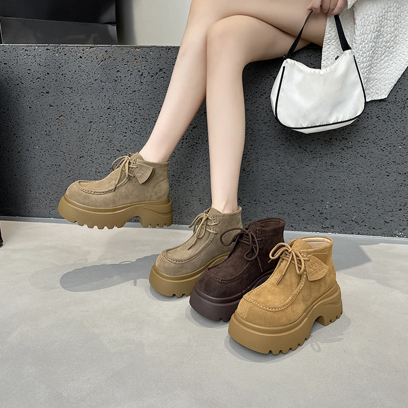

AIYUQI Women Casual Shoes Genuine Leather 2025 Autumn New Platform Ankle Boots Women High Heels Large Size Athletic Boots Woman