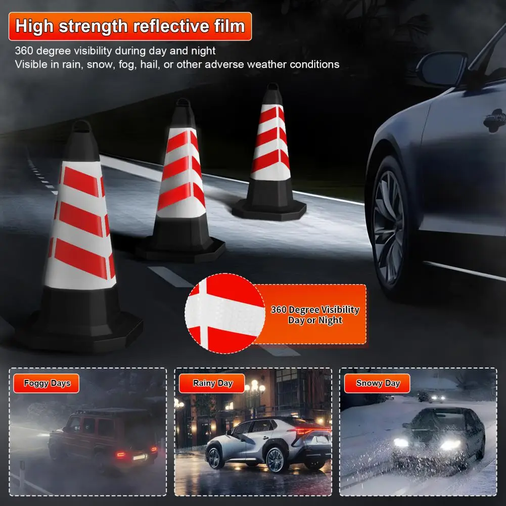 مخروط المرور العاكس وضوح عالية مخروط المرور على الطرق وقوف السيارات حصة حاجز مخروطي عاكس لا وقوف السيارات 1 مجموعة = 8 قطعة #4
