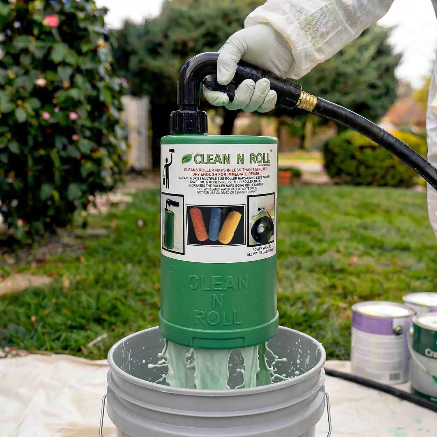 

9 Inch Paint Roller Cleaner: Wash & Dry in Under 1 Minute, Splatter-Free Hose Attachment