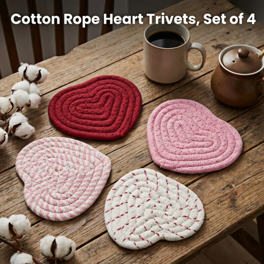 

4 Pcs Heart Shape Trivets Set, Heat Resistant Pot Holders for Table Countertop, Cute Kitchen Decor Mats