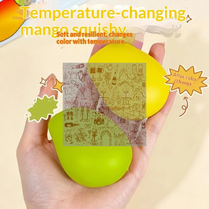 Color Changing Mango Squeeze Toy Soft ASMR Sensory Squeeze Ball Anti-Anxiety Stress Relief Toy For Adults