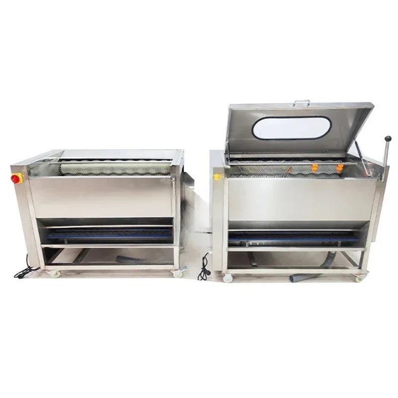 

Potato Cleaning Peeling Machine Brush Automatic Water Spraying Radish Oyster Commercial Washing Equipment