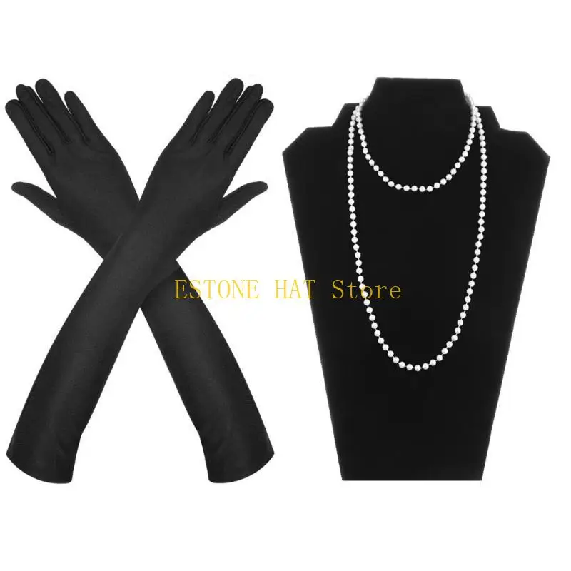 49MF Women Flapper Accessories Gatsby Party Costume Vintage Headband Earrings