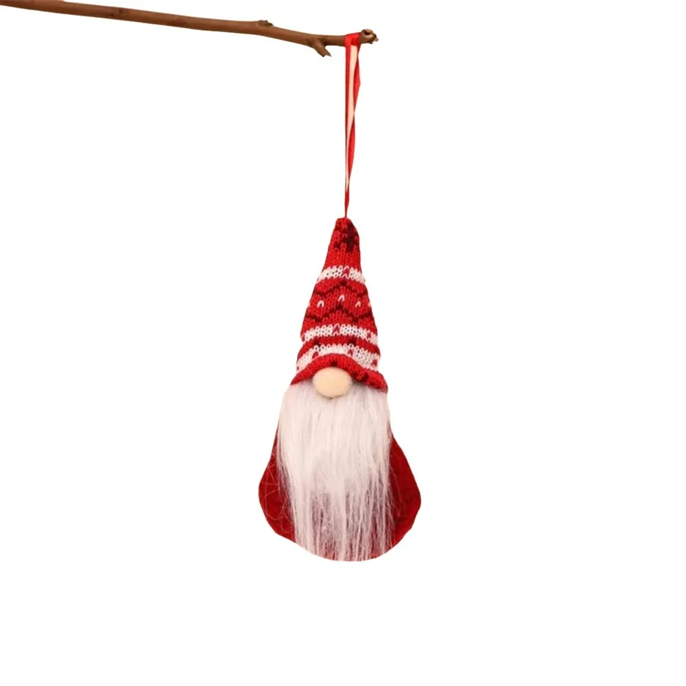 Santa Claus Christmas Gnome Pendant Faceless Plush Christmas Tree Hanging Doll Knitted Hanging Pendant Tomte Ornaments