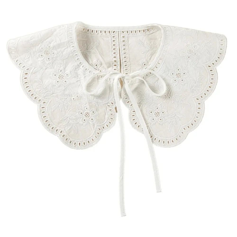 

Декоративный воротник-шаль в корейском стиле с вышивкой, ажурный, с узором подсолнухов и листьев, кружевное ожерелье, винтажное короткое пончо-накидка