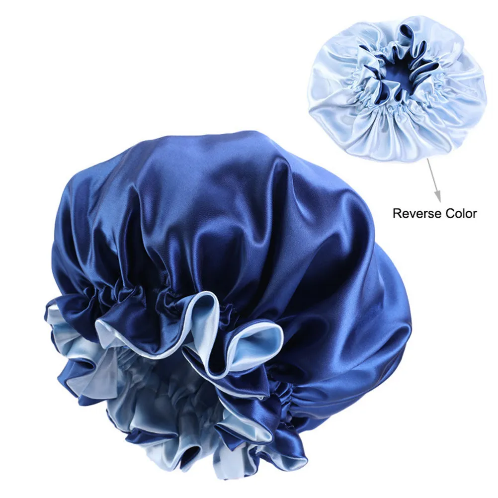 

3 pcs Satin Lace Sleeping Cap Wide Brimmed Hair Protector For Women Double Side Elastic Fit Travel Home Chemo Caps Shower Bonnet