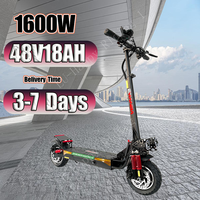 E Scooter 1600W Dual Motor 48V18AH Lithium Battery Disc Brake Fold Electric Scooter 10-Inch Tire Off-road Scooters Electric