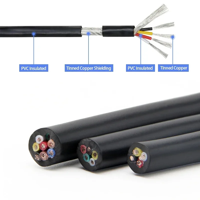 1~10M UL2547 Shielded Wire  2 3 4 5 6 7 8 Cores Channel Audio Headphone Control Signal Copper Cable 30 28 26 24  22 20 18 16AWG