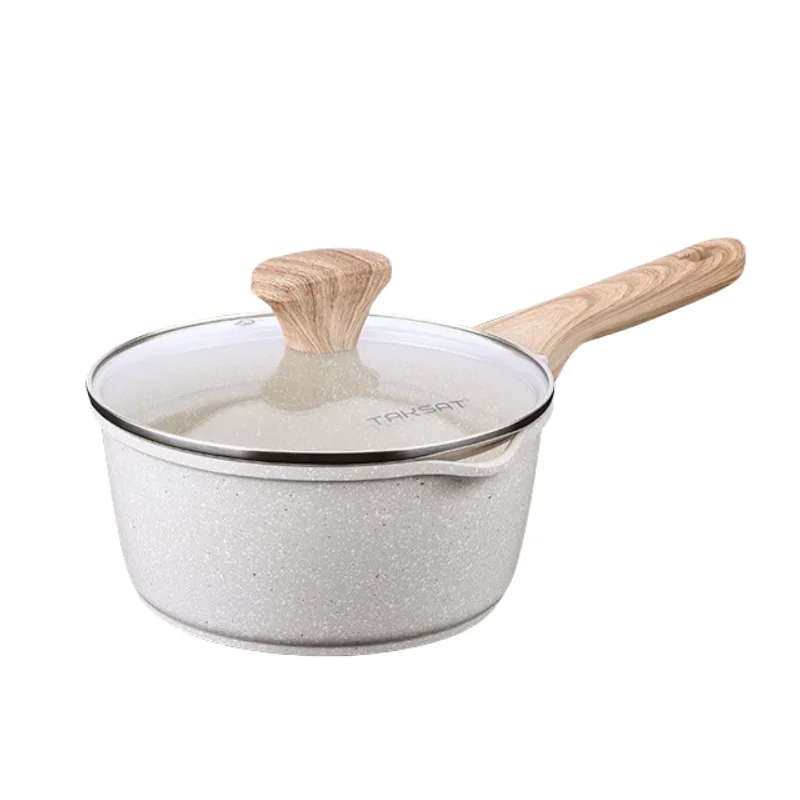 TAKSAT Natural Maifan Stone Non-Stick Saucepan, Heat Milk and Cook Baby Food with Induction and Gas Cooker