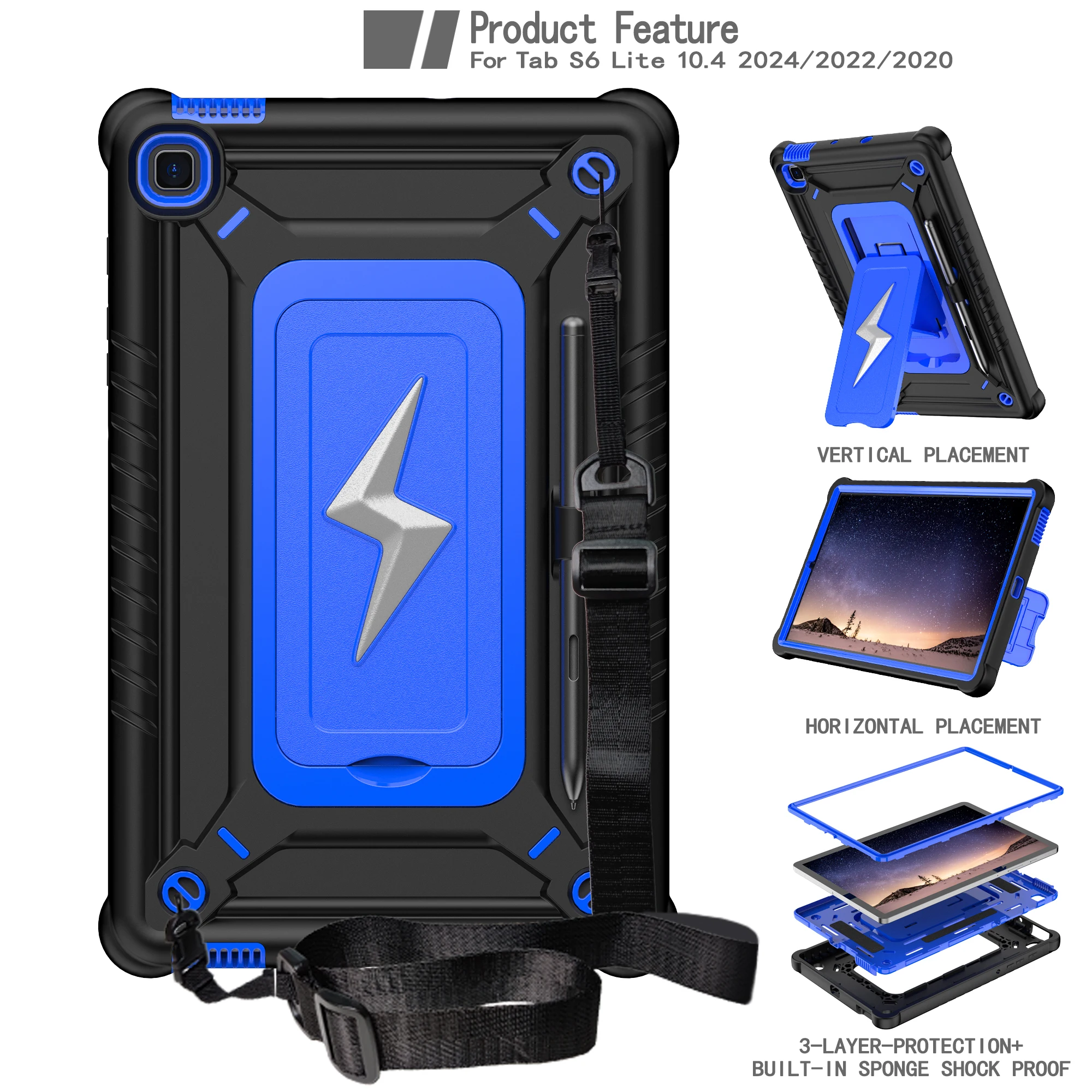 

Гибридный чехол для Samsung Galaxy Tab S6 Lite 10,4 2024 2022 2020 SM-P620 625 P613 619 P610 615 Встроенный функциональный чехол-подставка