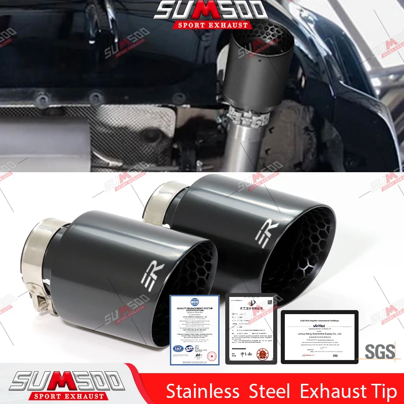 

Genuine SUMSOO 1 PCS Matte 304 Stainless Steel Car Muffler Tip Exhaust Tip System Pipe Universal Exhaust Tip