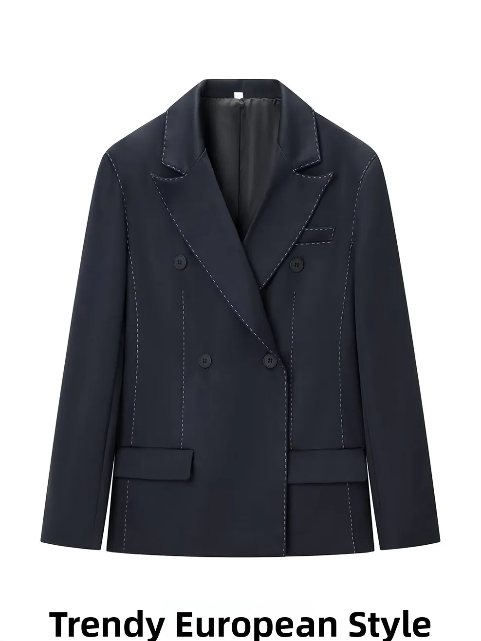 

Новая модная женская стеганая куртка с длинными рукавами и двойными пуговицами из полиэстера, повседневная элегантная трендовая модель