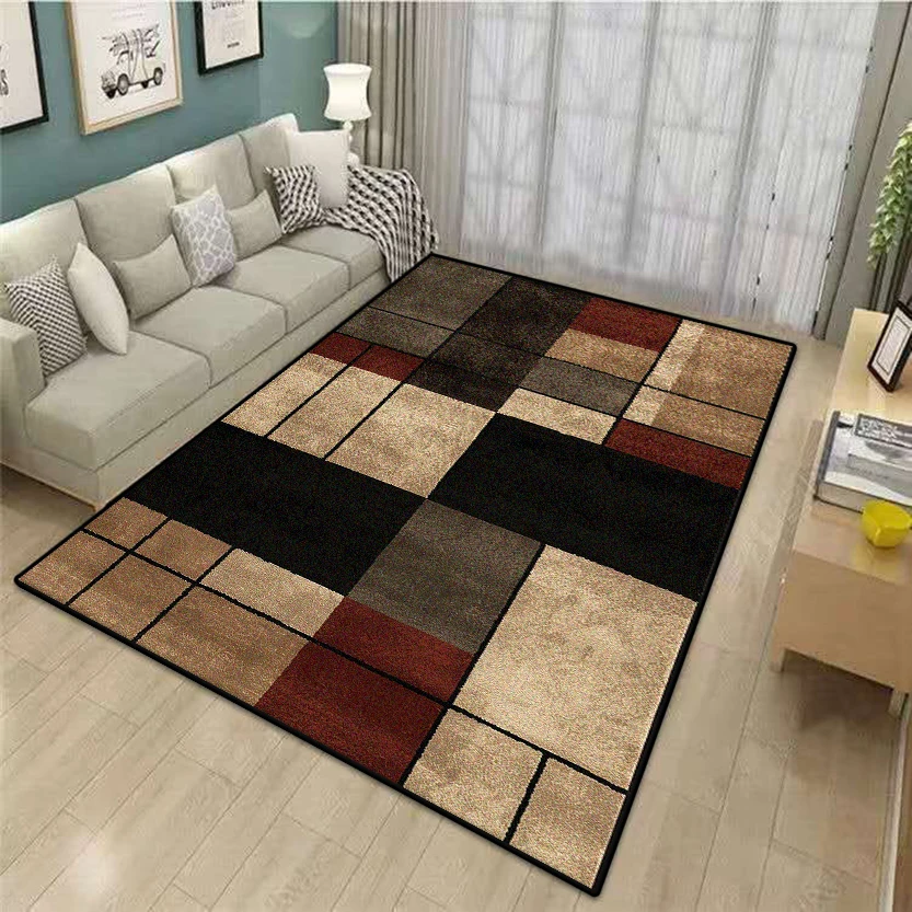 

Винтажный ковер с геометрическим рисунком для гостиной, элитный роскошный короткий бархатный ковер для спальни, кровати, офиса, противоскользящий большой коврик для столовой