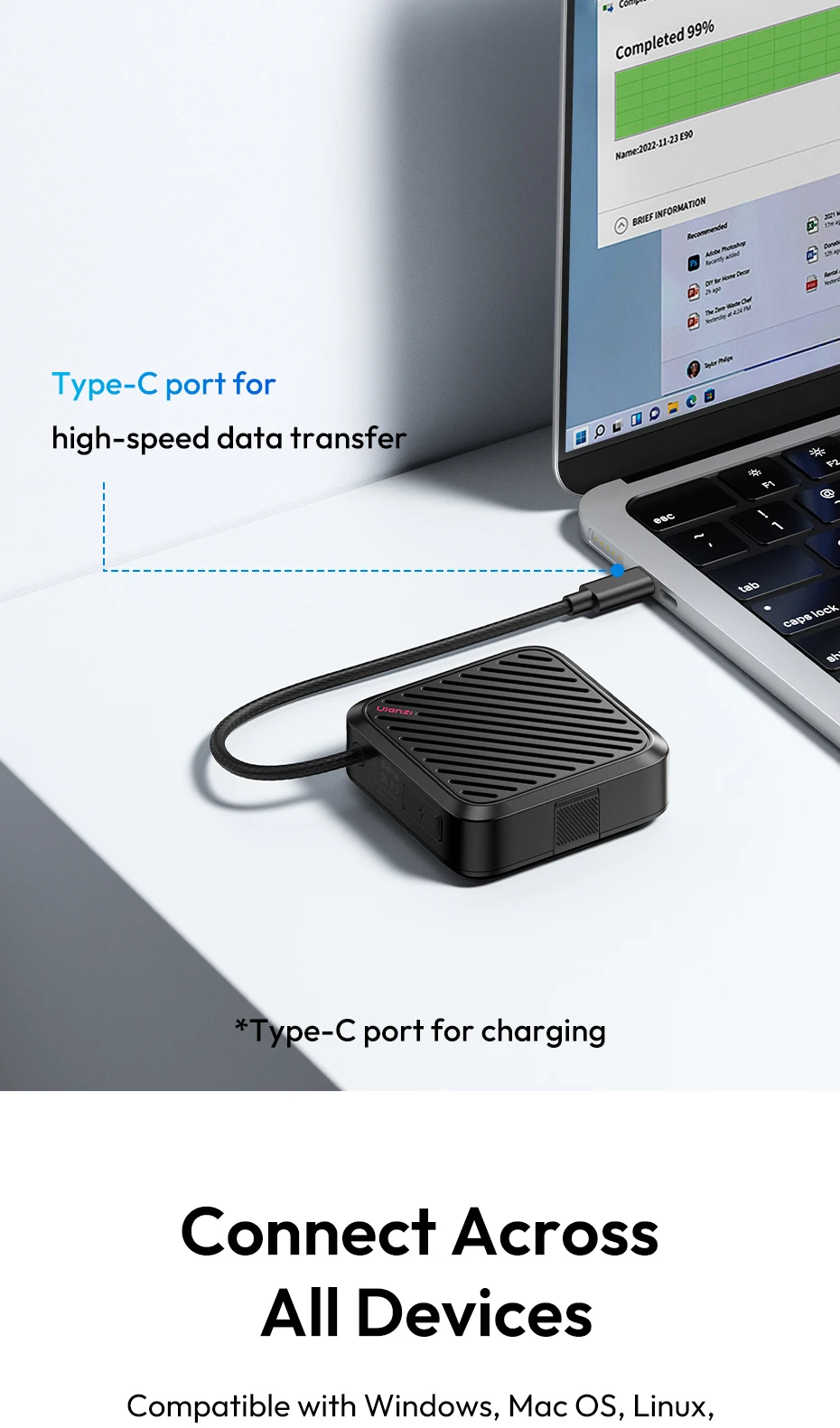 Ulanzi CRC10 3-in-1-Kartenlesergehäuse CFA/SD/TF 13 Kartenhalter mit USB3.2 Gen2-Schnittstelle Hochgeschwindigkeits-Datenübertragungschips – Detail 10