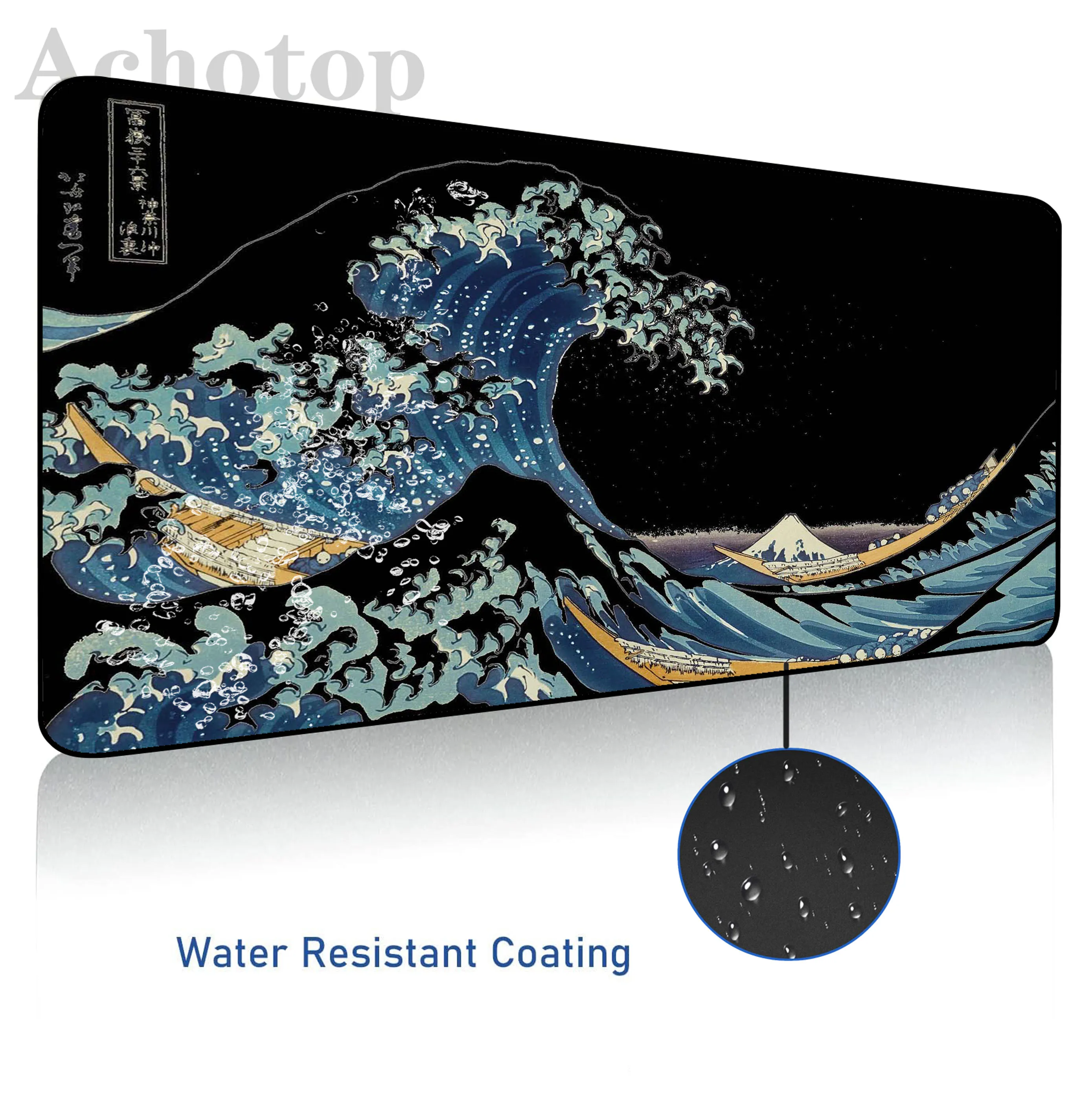 

Japanese Sea Wave Waterproof Gamer Mouse Pad Mousepads Locking Edge Mouse Mat Gaming Mousepad Keyboard Pads Tapis De Souris