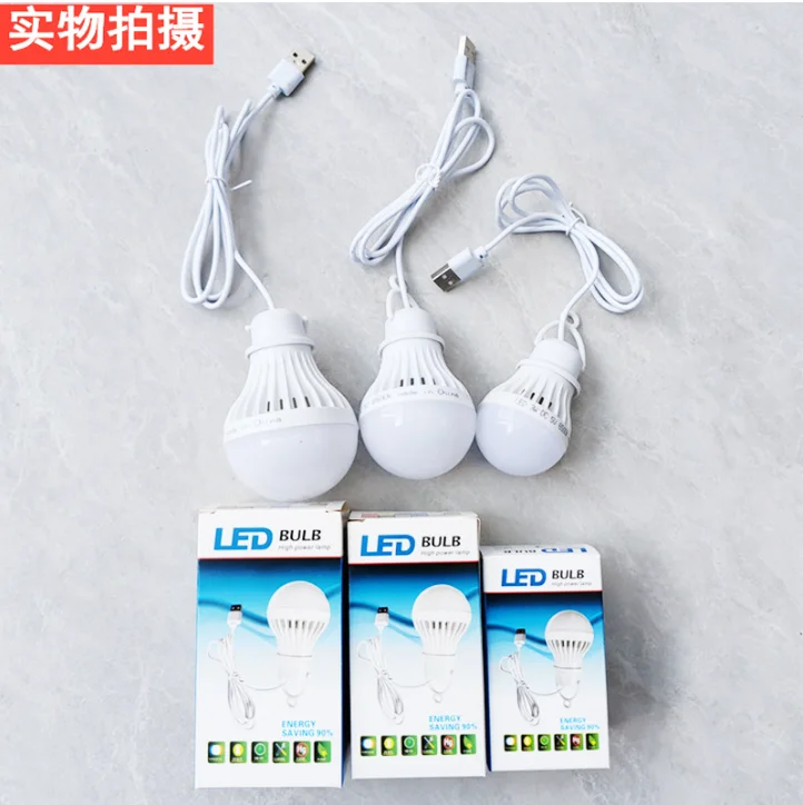 Portable LED Bulb Lamp for Camping 5V Rechargeable Battery-Powered USB Low-Voltage Camping Light