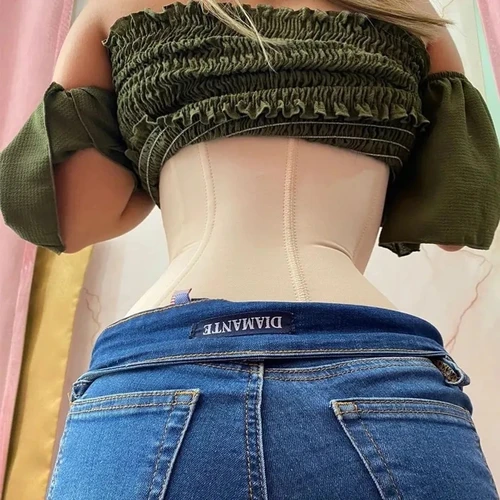 Imagen 2 del producto Fajas colombianas, entrenador de cintura, pantalones cortos BBL de doble compresión, funda para Control de barriga, cinturón modelador de estómago plano adelgazante