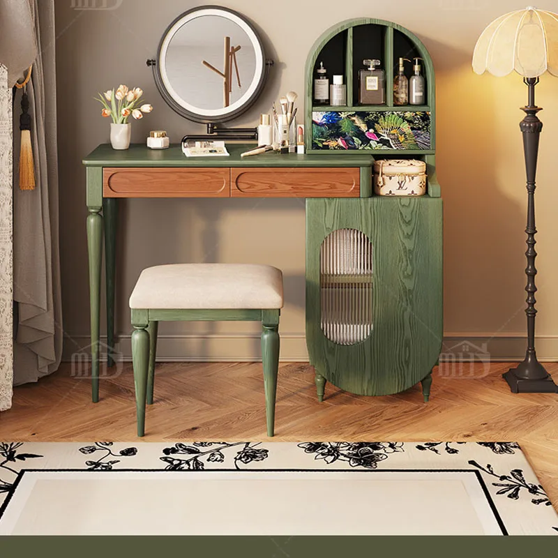 Wooden Beauty Vanity Table Interior Fashion Save Space Salon Luxury Dressing Table Unique Comoda Pra Quarto Postmodern Furniture
