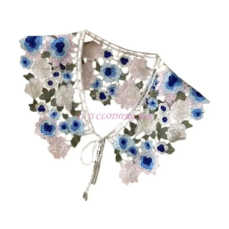 N5KF Fashionable Lace Crochet Shawl Detachable Collar For Lady Spring Shirt Dresses