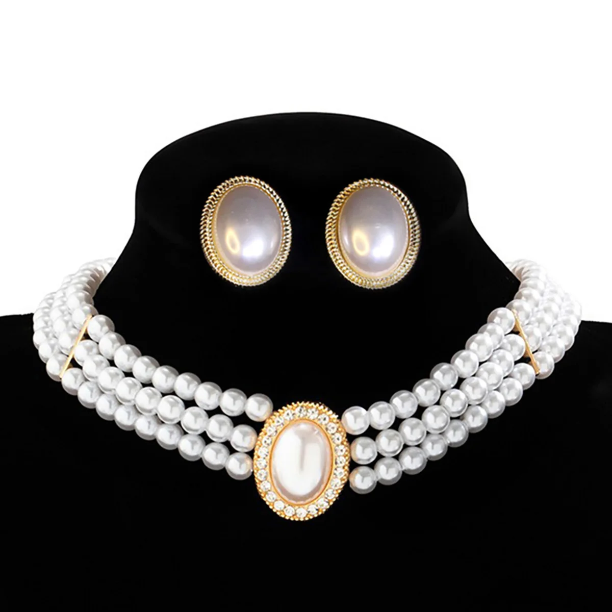 Women\'s Fashion New Pearl Necklace Bridal Wedding Dress Wedding Dress Performance jewelry Set Girls Birthday Party Gift