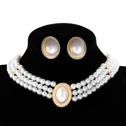 Women's Fashion New Pearl Necklace Bridal Wedding Dress Wedding Dress Performance jewelry Set Girls Birthday Party Gift