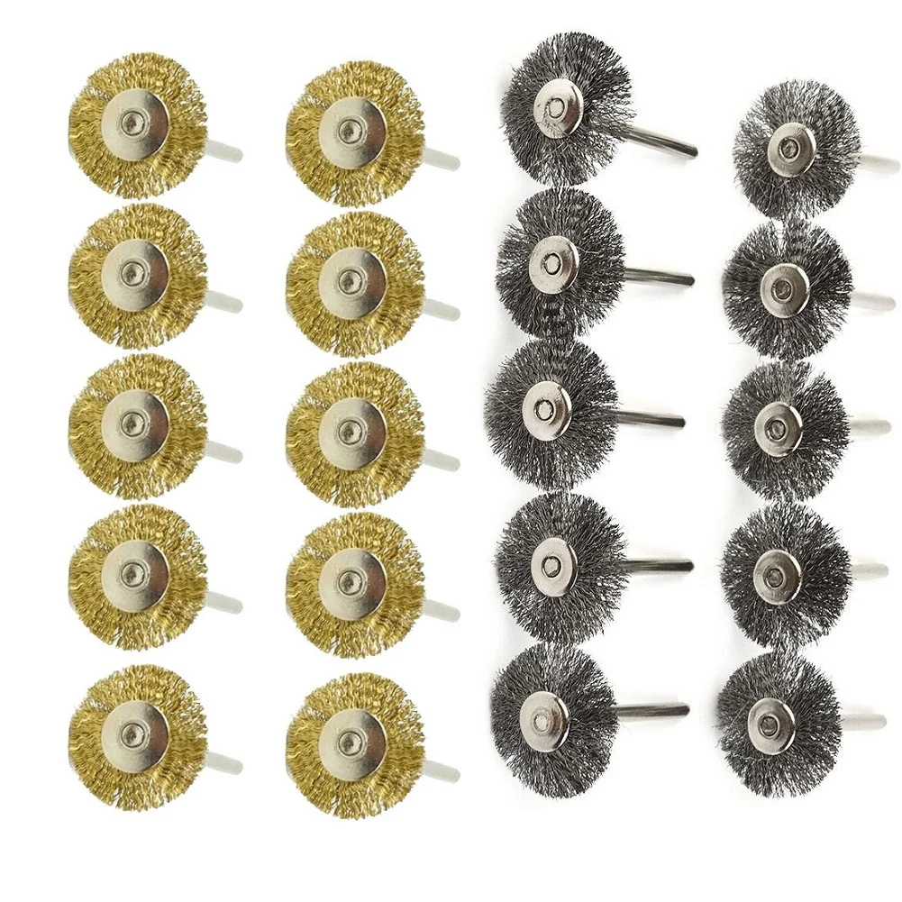Substituição da Haste das Escovas 22 mm da Roda do Fio do Aço dos Peças Escova de Polimento mm para a Broca Elétrica Moedor Ferramentas Giratórias Acessórios 20 Peças de