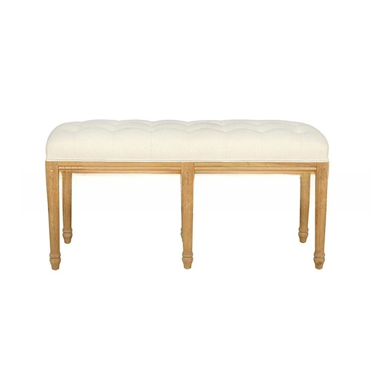 

American solid wood bedside stool oak bedroom furniture foyer fabric old pull button shoe change stool bench storage