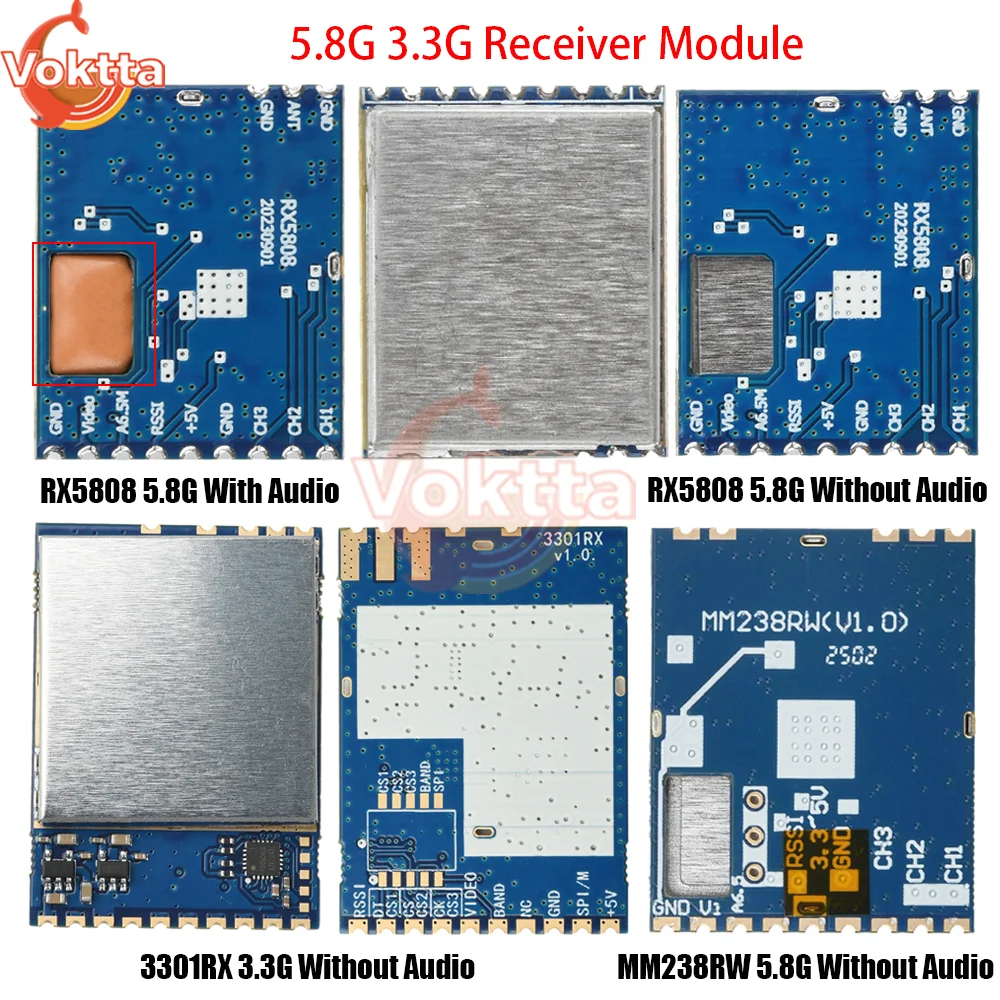 

5.8G 3.3G Receiver Module RX5808 3301RX MM238RW Wireless Audio Video Transmission Module Bandwidth SPI Control for FPV Systems